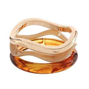 3 Row Marble & Metal Bangle Set